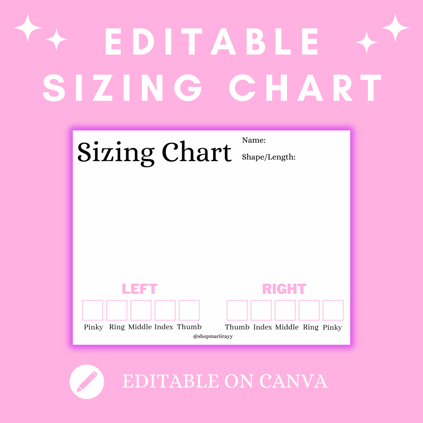 Digital Sizing Chart