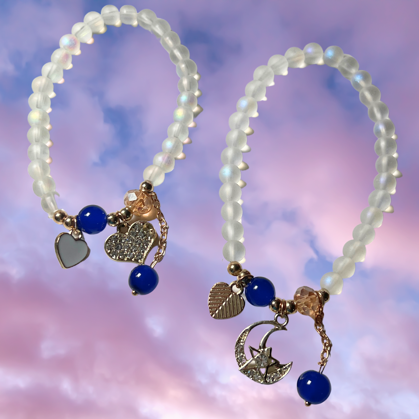 Clear, Blue and Gold Charms